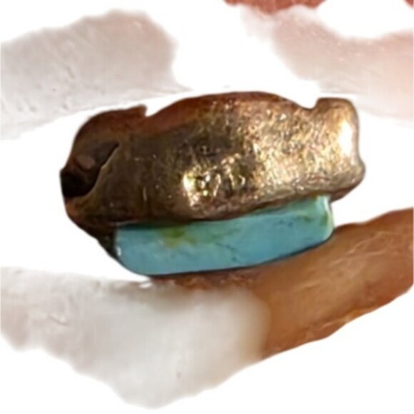 Vintage Pendant Sterling Silver Turquoise Reversible Floral Scroll Rectangular - Picture 4 of 8